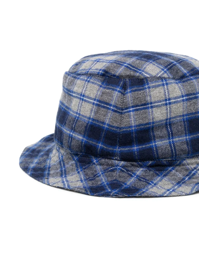 Shop Duoltd Plaid-check Bucket Hat In Blau