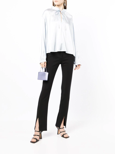 Yves Salomon Tie Neck Blouse In Blue