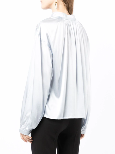 Yves Salomon Tie Neck Blouse In Blue