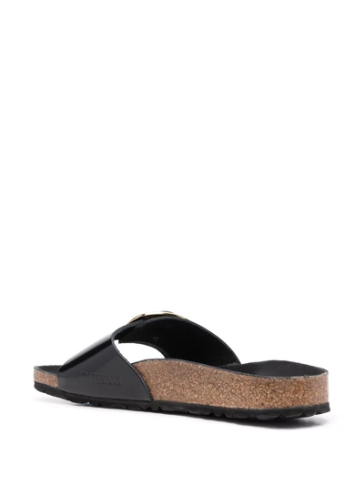 Birkenstock Madrid Slide In Lacquered Leather With Large Buckle In Schwarz