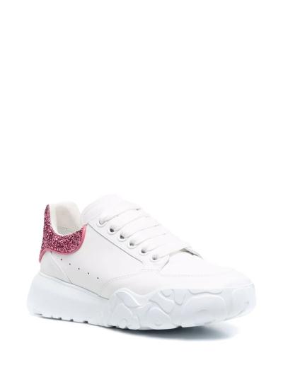 Shop Alexander Mcqueen New Court Glitter-detail Sneakers In White