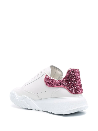 Shop Alexander Mcqueen New Court Glitter-detail Sneakers In White