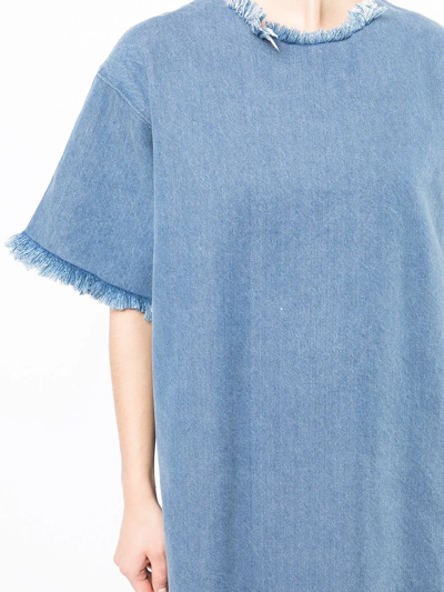 Shop Marques' Almeida Frayed-detail Denim Dress In Blau