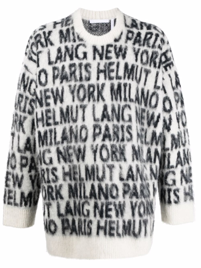 Helmut Lang Logo-intarsia Round-neck Wool And Alpaca-blend Jumper In Nude