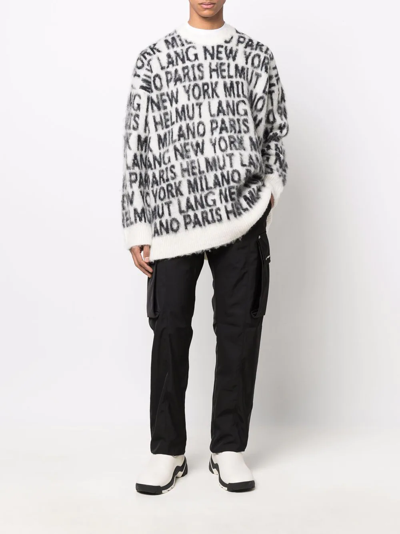 Helmut Lang Logo-intarsia Round-neck Wool And Alpaca-blend Jumper In Nude