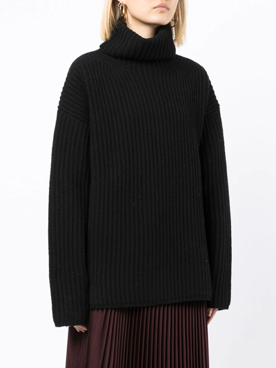 Joseph High-neck Ribbed Wool Jumper In Schwarz