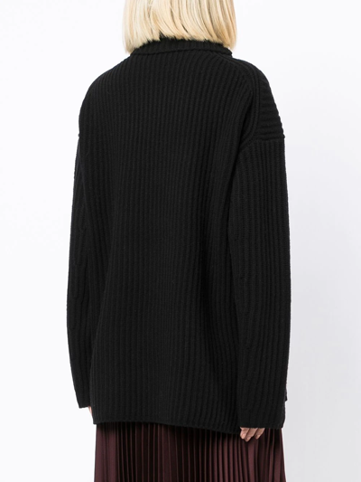 Joseph High-neck Ribbed Wool Jumper In Schwarz
