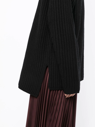 Joseph High-neck Ribbed Wool Jumper In Schwarz