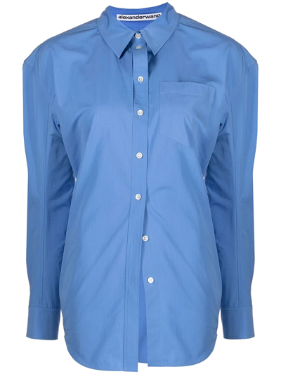 Shop Alexander Wang Ruched Button-up Shirt In Blau