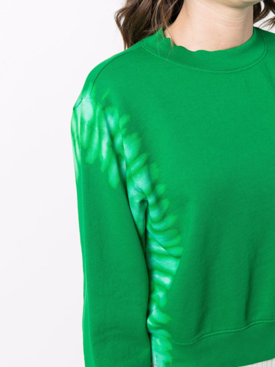 Shop Cotton Citizen Tie-dye Detail Cropped Sweatshirt In Grün