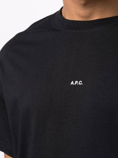 Shop Apc Logo-print T-shirt In Schwarz