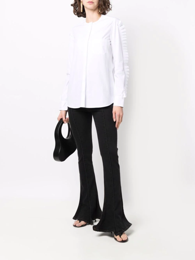 Shop Coperni Ruffle-detail Long-sleeve Shirt In Weiss