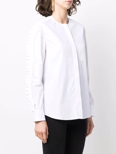 Shop Coperni Ruffle-detail Long-sleeve Shirt In Weiss