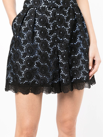 Shop Dice Kayek Floral-lace Mini Skirt In Blau