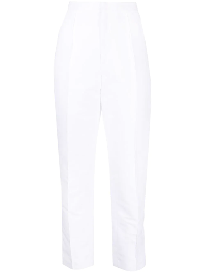 Shop Dice Kayek High-waist Tapered Trousers In Weiss