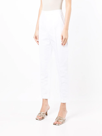 Shop Dice Kayek High-waist Tapered Trousers In Weiss