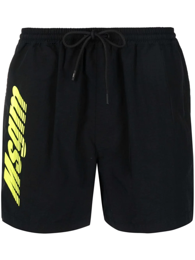 Shop Msgm Logo-print Swim Shorts In Schwarz