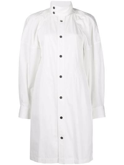 Shop Bottega Veneta High-neck Poplin Shirt Dress In White
