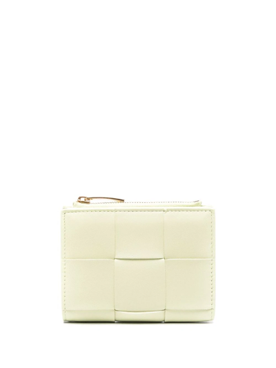 Shop Bottega Veneta Intrecciato Bi-fold Leather Wallet In Gelb