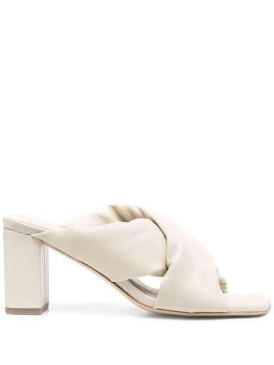 Shop Vic Matie Padded Crossover-strap Mules In Neutrals