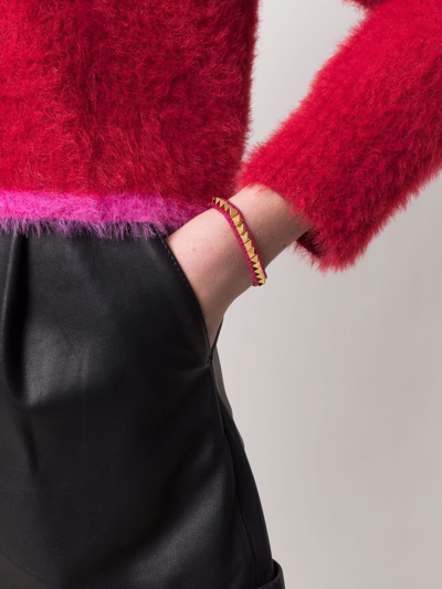 Shop Valentino Color Signs Rockstud Bracelet In Rosa