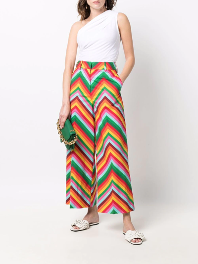 Valentino Multicolour Geometric-motif Cropped Trousers In Schwarz