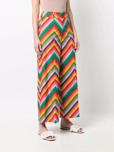 Valentino Multicolour Geometric-motif Cropped Trousers In Schwarz