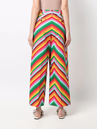 Valentino Multicolour Geometric-motif Cropped Trousers In Schwarz