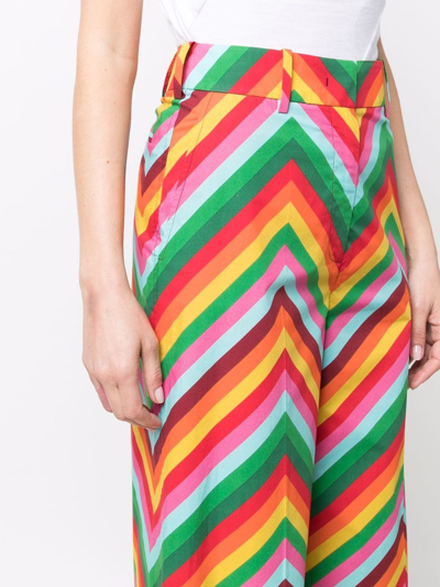Valentino Multicolour Geometric-motif Cropped Trousers In Schwarz