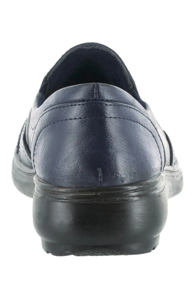 Easy Street Proctor Womens Faux Leather Mini Wedge Slip-on Shoes In New Navy