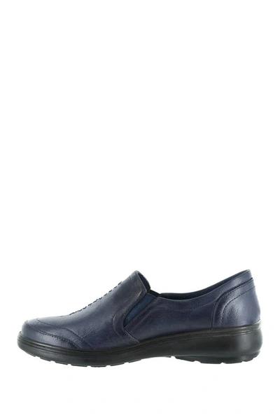 Easy Street Proctor Womens Faux Leather Mini Wedge Slip-on Shoes In New Navy