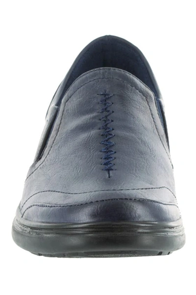 Easy Street Proctor Womens Faux Leather Mini Wedge Slip-on Shoes In New Navy