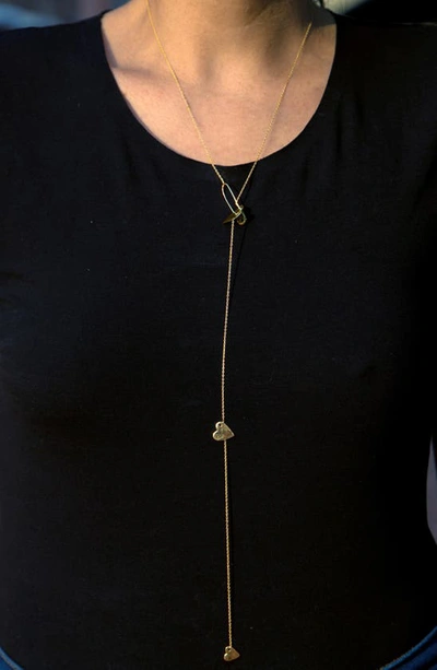 Shop Adornia Pin Heart Adjustable Lariat Necklace In Yellow Gold