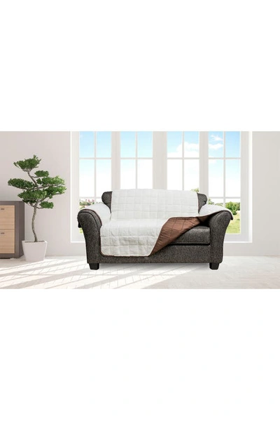 Shop Duck River Textile Chocolate Jeremy Faux Shearling Reversible Waterproof Microfiber Love Chair Cover