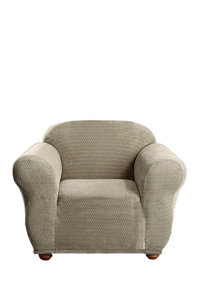 Shop Duck River Textile Taupe Hayden Diamond Velvet Chair Cover