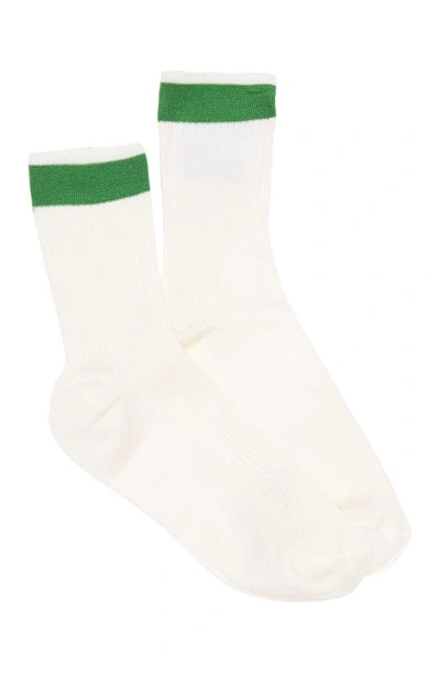Shop Valentino Stripe Crew Socks In 0k2 Peppermint