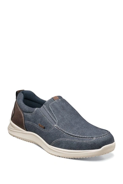 Shop Nunn Bush Conway Canvas Slip-on Sneaker In Dark Blue Canvas