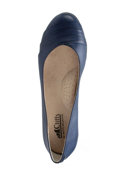 White Mountain Clara Ballet Flat In Navy Burnished Smooth
