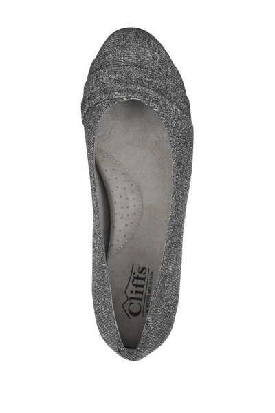 White Mountain Clara Ballet Flat In Pewter/glitter/fabric