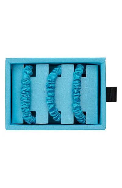 Blissy 3-pack Skinny Silk Scrunchies In Bahama Blue