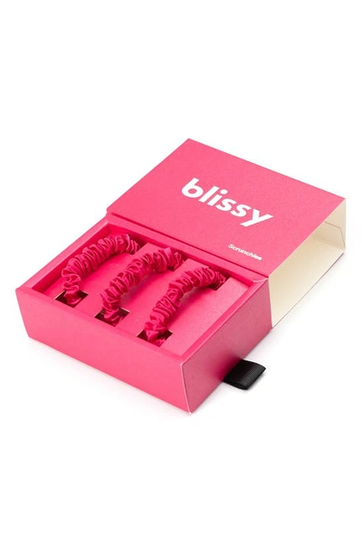 Blissy 3-pack Skinny Silk Scrunchies In Hibiscus