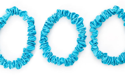 Blissy 3-pack Skinny Silk Scrunchies In Bahama Blue