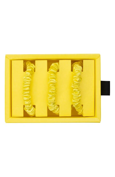 Blissy 3-pack Skinny Silk Scrunchies In Sunshine Yellow