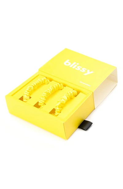 Blissy 3-pack Skinny Silk Scrunchies In Sunshine Yellow