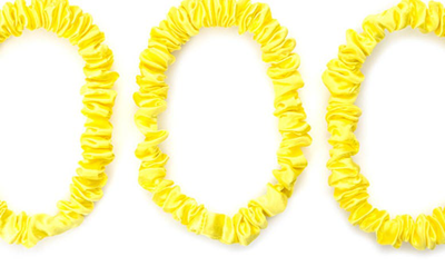 Blissy 3-pack Skinny Silk Scrunchies In Sunshine Yellow