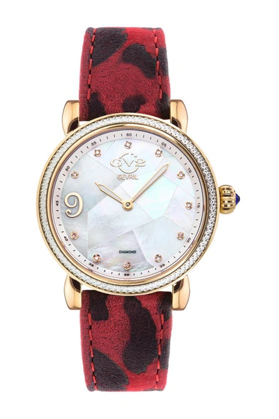Shop Gv2 Ravenna Diamond Swiss Watch, 37mm In Burgundy