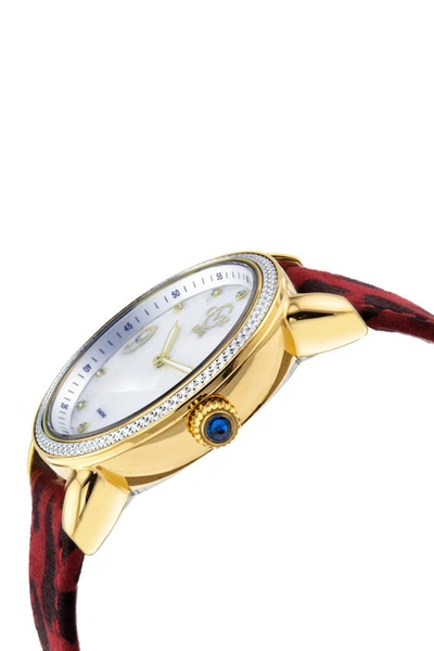 Shop Gv2 Ravenna Diamond Swiss Watch, 37mm In Burgundy