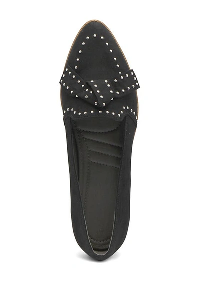 Shop Adrienne Vittadini Laverne Studded Pointed Toe Flat In Black Su