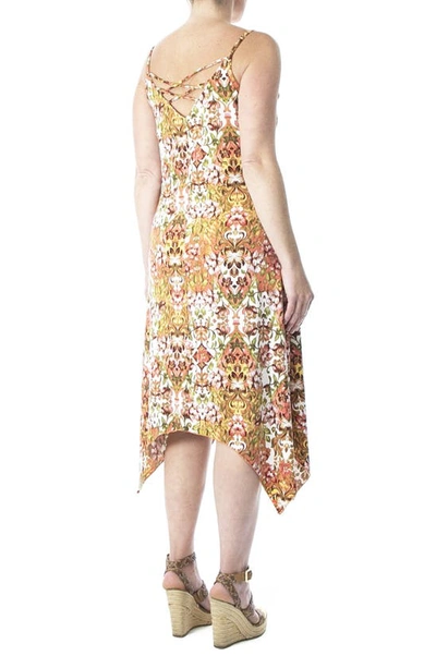 Nina Leonard V-neck Sleeveless Handkerchief Hem Dress In Sunset Multi Boho Meadow