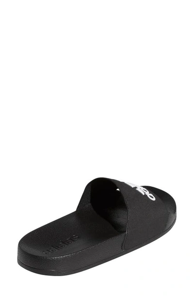 Adidas Originals Kids' Adilette Shower Sport Slide In Black/ White